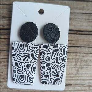 Black and White Patterned Earrings